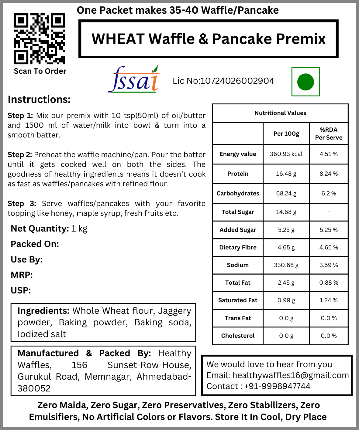Wheat Waffle & Pancake Mix 1Kg